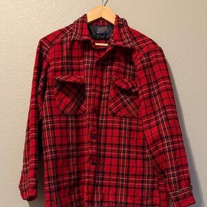 Vintage Pendleton Red and Black Plaid Shirt, excellent condition!